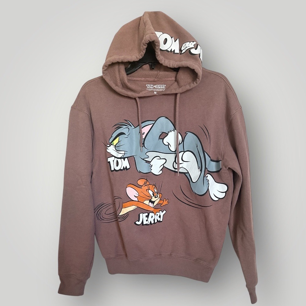 Tom and Jerry Youth Hoodie Brown‎ Graphic Sweatshirt Sz Med - Picture 2 of 4
